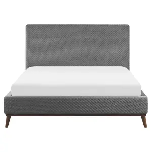 Velvet EU King Size Bed Light Grey BAYONNE