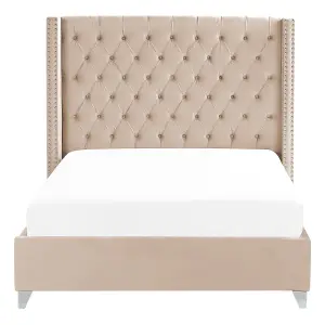 Velvet EU Double Size Bed Beige LUBBON