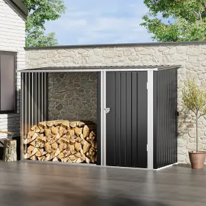 8 x 3 ft Charcoal Black Outdoor Garden Firewood Shed Storage Shed