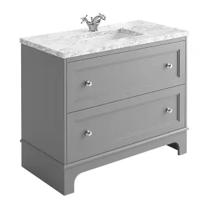 Beckett Light Grey Floor Standing Traditional Bathroom Vanity Unit & Basin (W)1000mm (H)850mm