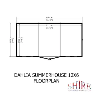 Dahlia 12x6 Pent Summerhouse with double doors and two opening windows