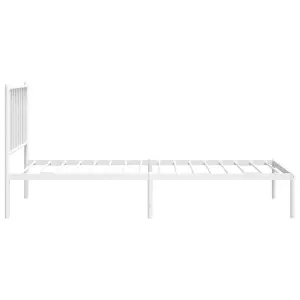 Berkfield Metal Bed Frame with Headboard White 75x190 cm 2FT6 Small Single