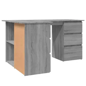 Berkfield Corner Desk Grey Sonoma 145x100x76 cm Engineered Wood