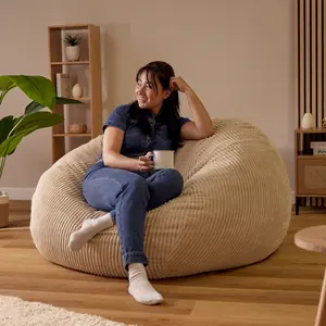 icon Nimbus Corduroy Foam Filled Giant Natural Bean Bag Chair