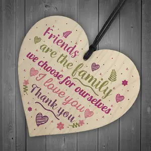 Red Ocean Handmade Friendship Plaque Best Friend Sign Chic Wooden Hanging Heart Thank You Birthday Card Gift For Her