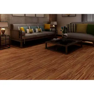 36 Pcs Self Adhesive Wood Grain Effect PVC Laminate Flooring Planks,Dark Brown