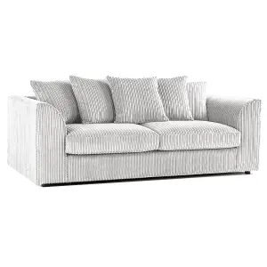 Luxor Jumbo Cord Silver Fabric 3 Seater Sofa