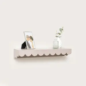 Melody Maison Taupe Scalloped Wall Storage Shelf - 61cm