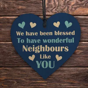 Red Ocean Neighbour Appreciation Gifts - Handmade Wooden Heart Gift For Neighbour - Gifts For Friend