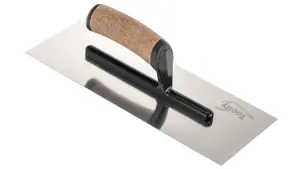 Toolty Stainless Steel Trowel with Cork Handle on Aluminium Foot 320mm for Plastering Rendering Finishing Smoothing DIY