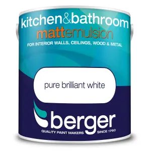 Berger Kitchen & Bathroom Paint Matt Brilliant White - 2.5L