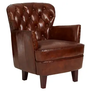 Victor Mocha Brown Button Back Armchair