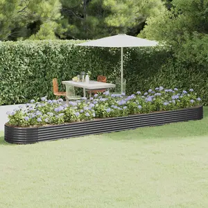 Berkfield Garden Planter Powder-coated Steel 544x100x36 cm Anthracite