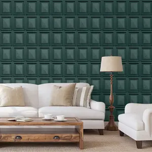 World of Wallpaper Marble Wood Panel Wallpaper Teal Green (AG500-39-BUR)