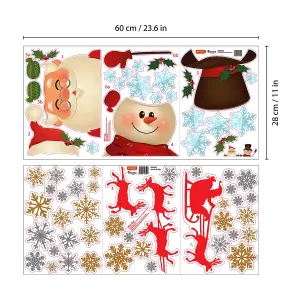 Christmas Night With Santa And Snowman Christmas Wall Stickers Living room DIY Home Decorations