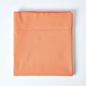 Homescapes Burnt Orange Linen Flat Sheet, Super King