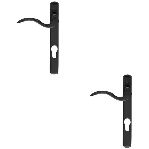 2 PACK - Multi-Point Locking Door Handle - EURO PROFILE - Slim Matt Black LEFT HAND