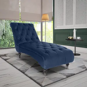 Chaise Lounge in Velvet Marine Blue