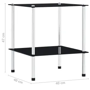 Berkfield 2-Tier Shelf Black 40x40x47 cm Tempered Glass