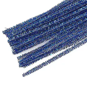 Glitter Chenilles: 6mm x 30cm: Royal Blue: Pack of 100