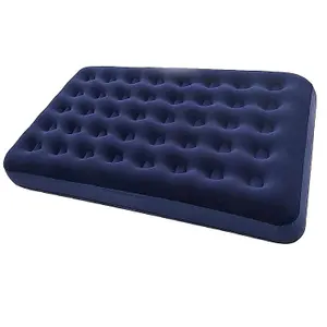 Double Blue Flocked Quick Inflation Air Bed Indoor Outdoor Mattress