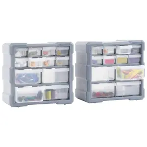 Berkfield Multi-drawer Organisers with 12 Drawers 2 pcs 26.5x16x26 cm