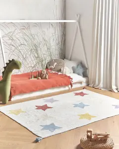 Cotton Kids Area Rug Stars Print 140 x 200 cm Multicolour MEREVI