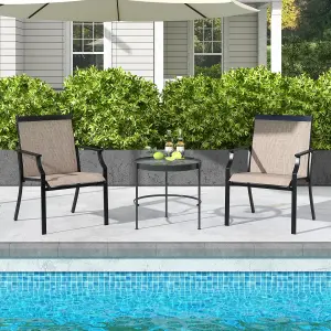 Costway Set of 2 Patio Dining Chairs Outdoor Garden Porch Armchairs w/ Breathable Seat