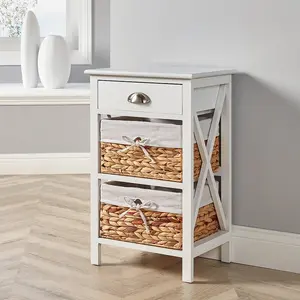 Frahm 3 Drawer Bedside Table White