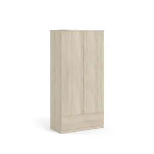 Esla Modern Matt oak effect 1 Drawer Double Wardrobe (H)2006mm (W)989mm (D)500mm