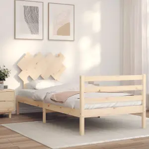 Berkfield Bed Frame with Headboard 90x200 cm Solid Wood