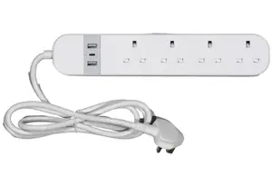 Daewoo Four Way Extension Lead Socket 4 Gang Smart Power Strip with USB Ports & compatible with Alexa Google Home