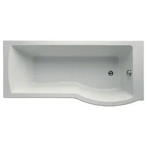 Ideal Standard Tempo Arc White P-shaped Right-handed Shower Bath, panel & screen set (L)1695mm