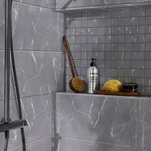 Elegance Grey Marble effect Ceramic Indoor Tile, Pack of 7, (L)600mm (W)200mm