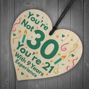 Red Ocean Funny Birthday Gifts For Women Novelty 30th Birthday Gift For Men Wooden Heart Sign Funny Birthday Card