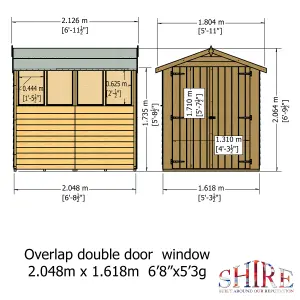 Shire 7x5 Overlap Double Door Shed with Windows