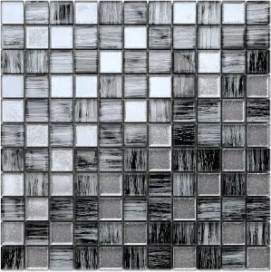 Glass mosaic on mesh for bathroom or kitchen 300mm x 300mm - Diamond Zebra