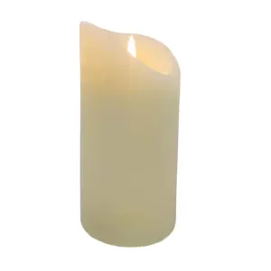 Flickering LED Battery Candle Flameless Realistic Cream Pillar Candle 23cm