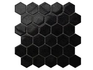 Hexagon glass mosaic on mesh for bathroom or kitchen 247mm x 255mm - Crochet