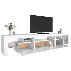 Berkfield TV Cabinet with LED Lights High Gloss White 215x36.5x40 cm