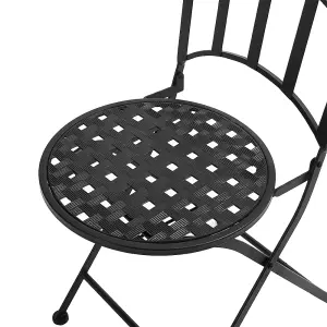 Set of 2 Black Folding Faux Rattan Garden Chairs 93 cm