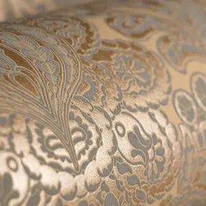 Galerie Adonea Ares Burly Woods Metallic Damask 3D Embossed Wallpaper Roll