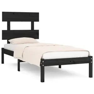 Berkfield Bed Frame Black Solid Wood 100x200 cm