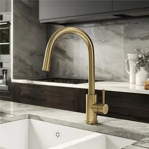 Liquida EPO11BR Single Lever Pull Out Mixer Brushed Brass Kitchen Mixer Tap