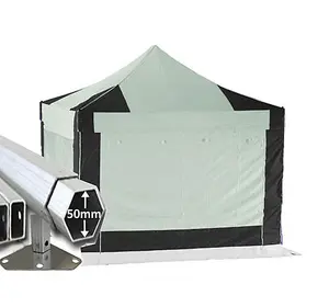 4m x 4m Extreme 50 Instant Shelter Pop Up Gazebos Frame, Canopy & Sides - Black/Silver