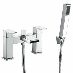 Nes Home Gemini Waterfall Bathroom Tap Bath Shower Mixer Chrome Modern Design Solid Brass