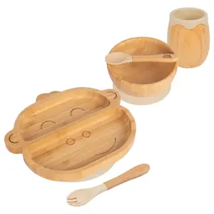 5pc Bamboo Monkey Baby Weaning Set - Beige