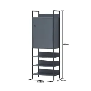 Zahra Storage Open Wardrobe Clothes Organizer Closet Cupboard Bookshelf Grey