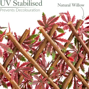 Christow Expanding Artificial Trellis Red Acer Garden Privacy Screening Wall Fence 2m x 1m