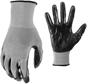 Pack Of 4 Heavy Duty Non-Slip Safety Work Gloves Nitrile Coating, Secure Grip Black Grey